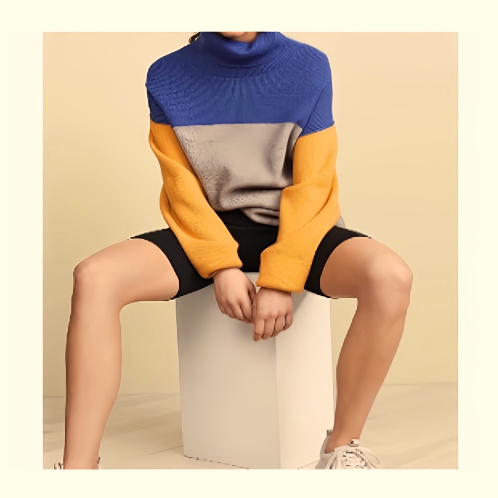 Free People Softly Structured Color Block Sweater… - image 1